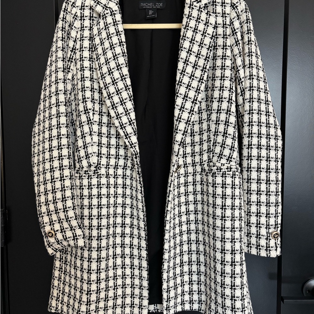 Rachel Zoe Black and White Plaid Blazer